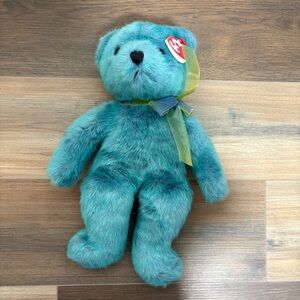 (Vintage 2001) Ty Classic Plush Lagoon the Teddy Bear Mottled Teal 14"